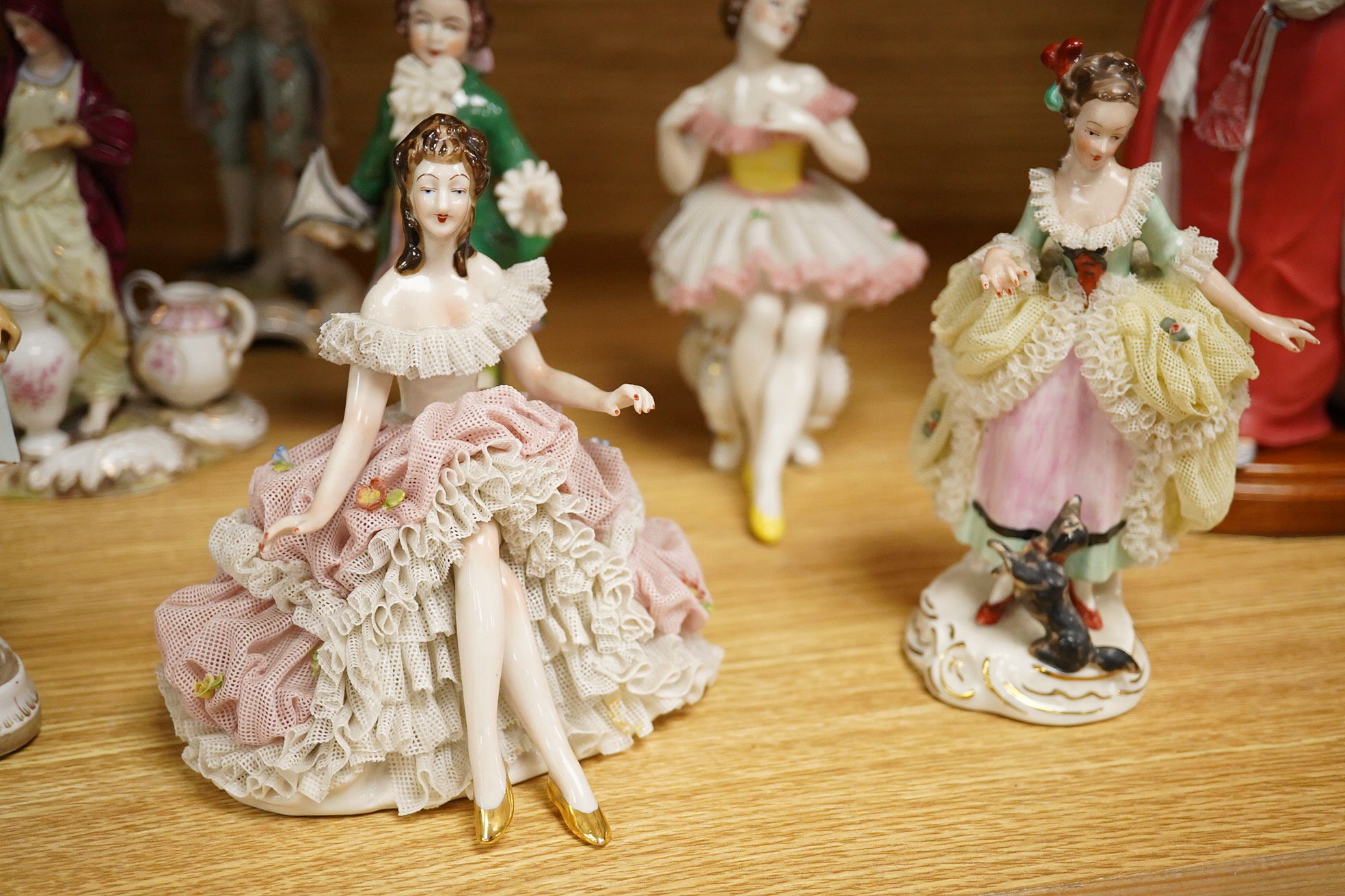 Three alabaster table lamps